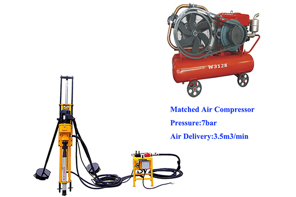Mining Portable Drilling Machine HQD70 Rotary Borehole Small Dth Drilling Rig